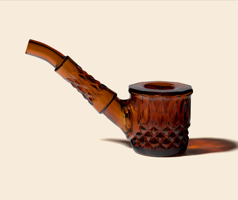 nwtn home highball sherlock glass hand pipe with vintage style detailing in baltic amber bliss shop chicago