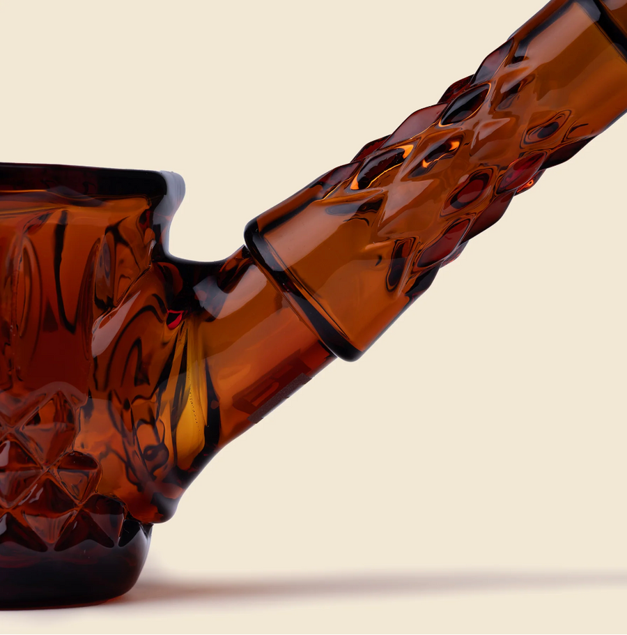 nwtn home highball sherlock glass hand pipe with vintage style detailing in baltic amber bliss shop chicago