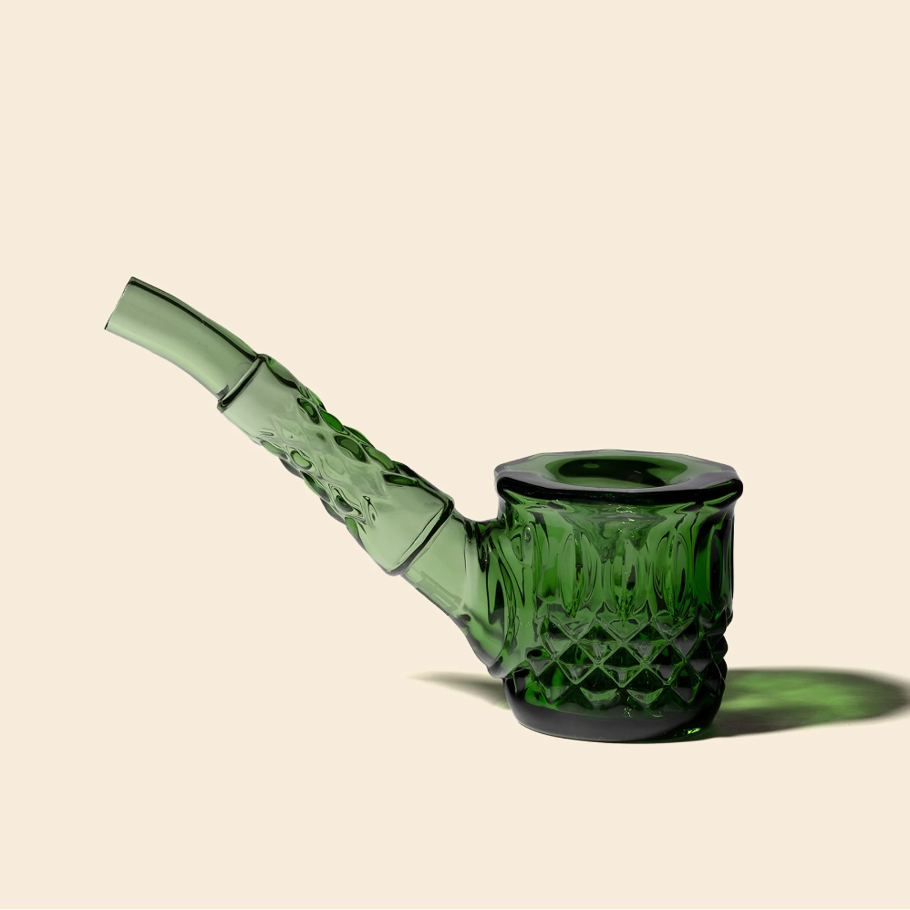 nwtn home highball sherlock glass hand pipe with vintage style detailing in emerald green bliss shop chicago