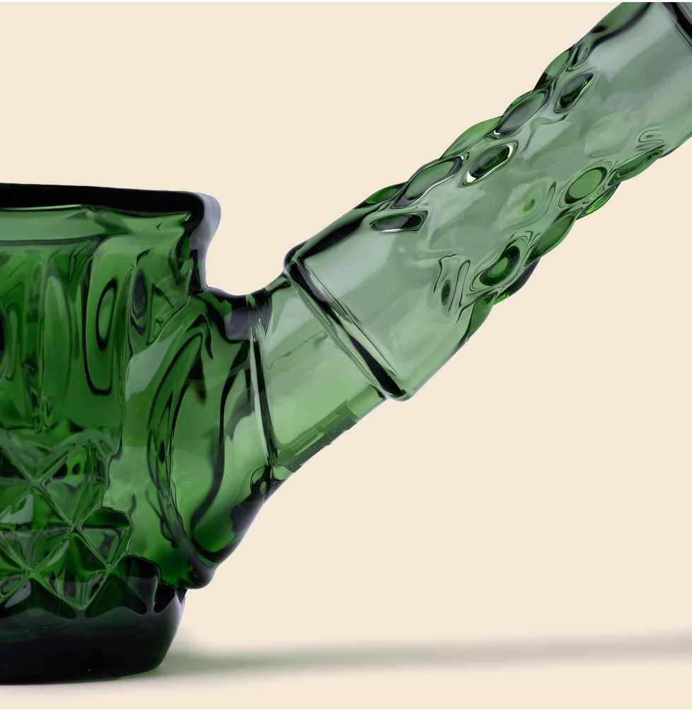 nwtn home highball sherlock glass hand pipe with vintage style detailing in emerald green bliss shop chicago