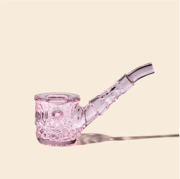 nwtn home highball sherlock glass hand pipe with vintage style detailing in petal pink bliss shop chicago