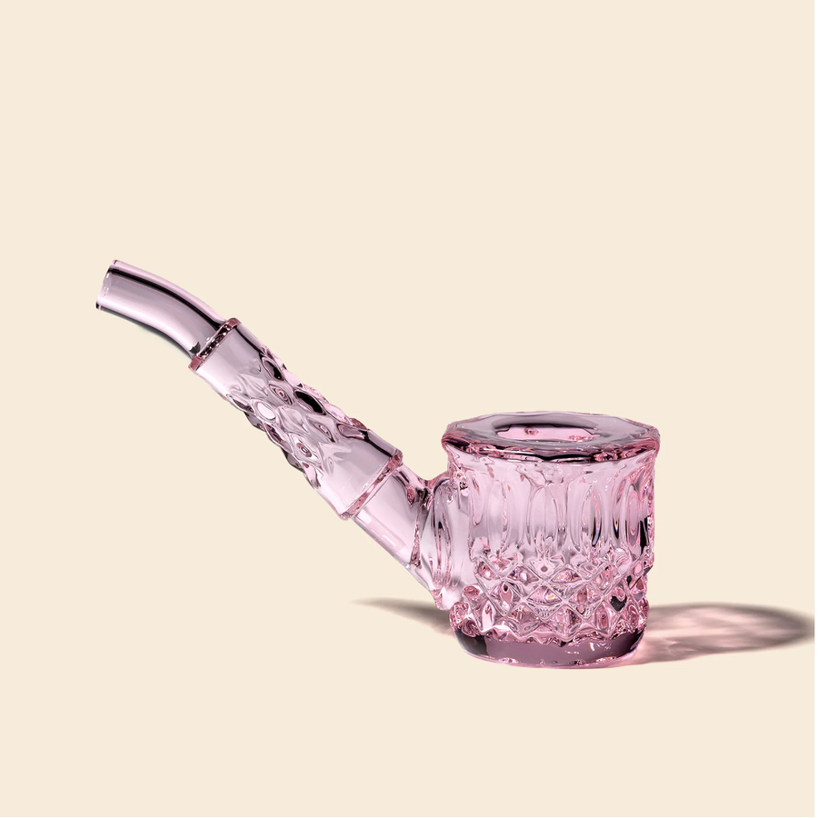nwtn home highball sherlock glass hand pipe with vintage style detailing in petal pink bliss shop chicago
