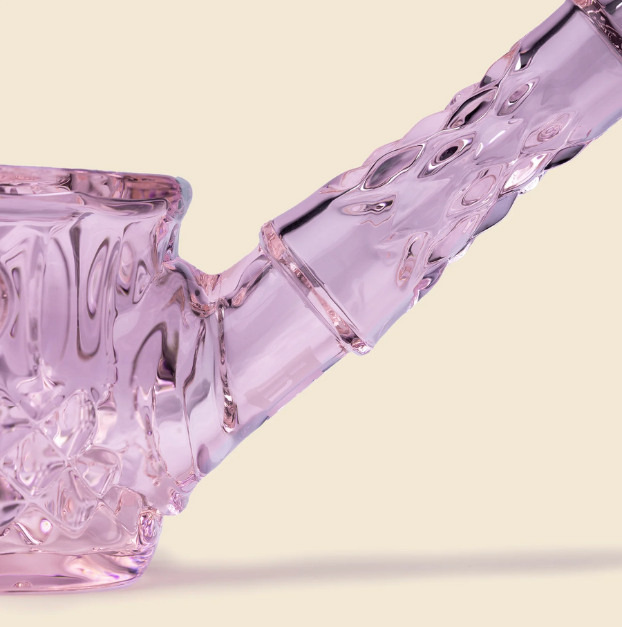 nwtn home highball sherlock glass hand pipe with vintage style detailing in petal pink bliss shop chicago