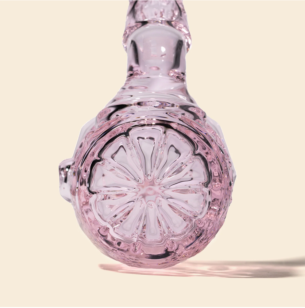 nwtn home highball sherlock glass hand pipe with vintage style detailing in petal pink bliss shop chicago