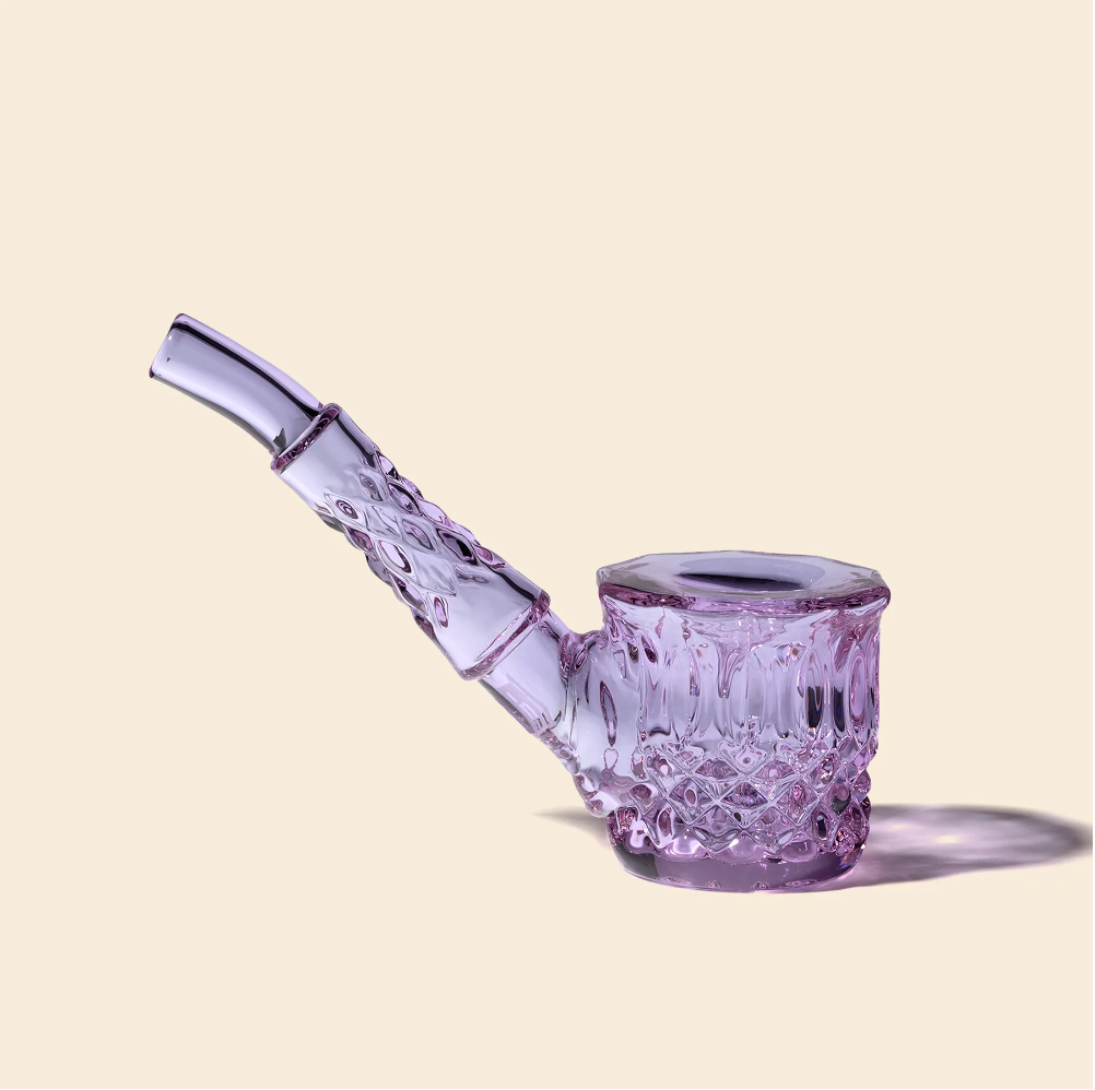 nwtn home highball sherlock glass hand pipe with vintage style detailing in orchid purple bliss shop chicago
