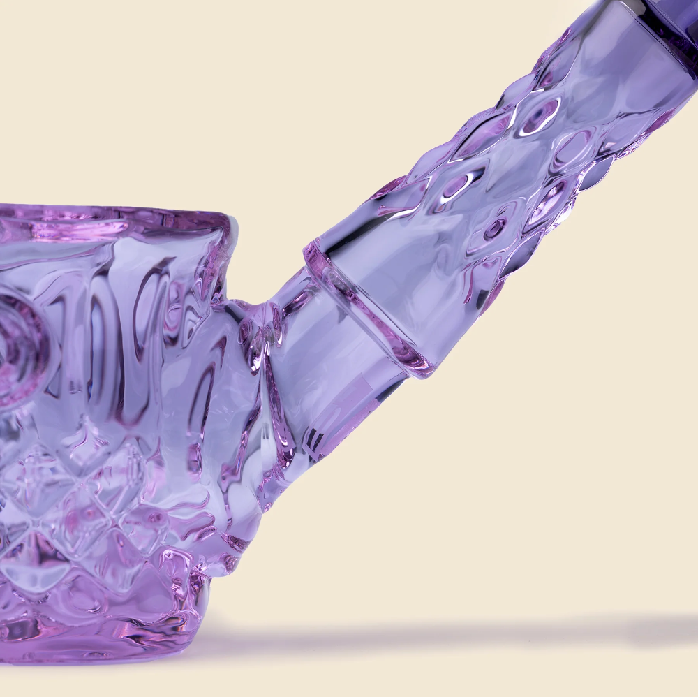 nwtn home highball sherlock glass hand pipe with vintage style detailing in orchid purple bliss shop chicago