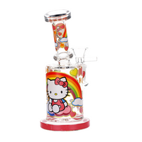 6.25 inch bong or rig with colorful hello kitty heart rainbow and star decals bliss shop chicago