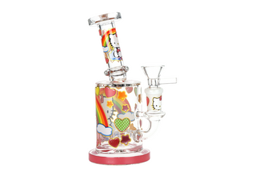 6.25 inch bong or rig with colorful hello kitty heart rainbow and star decals bliss shop chicago