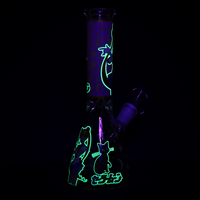 10 inch beaker bong with glow in the dark sailor moon a black cat and stars decals bliss shop chicago
