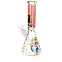 10 inch beaker bong with glow in the dark sailor moon a black cat and stars decals bliss shop chicago
