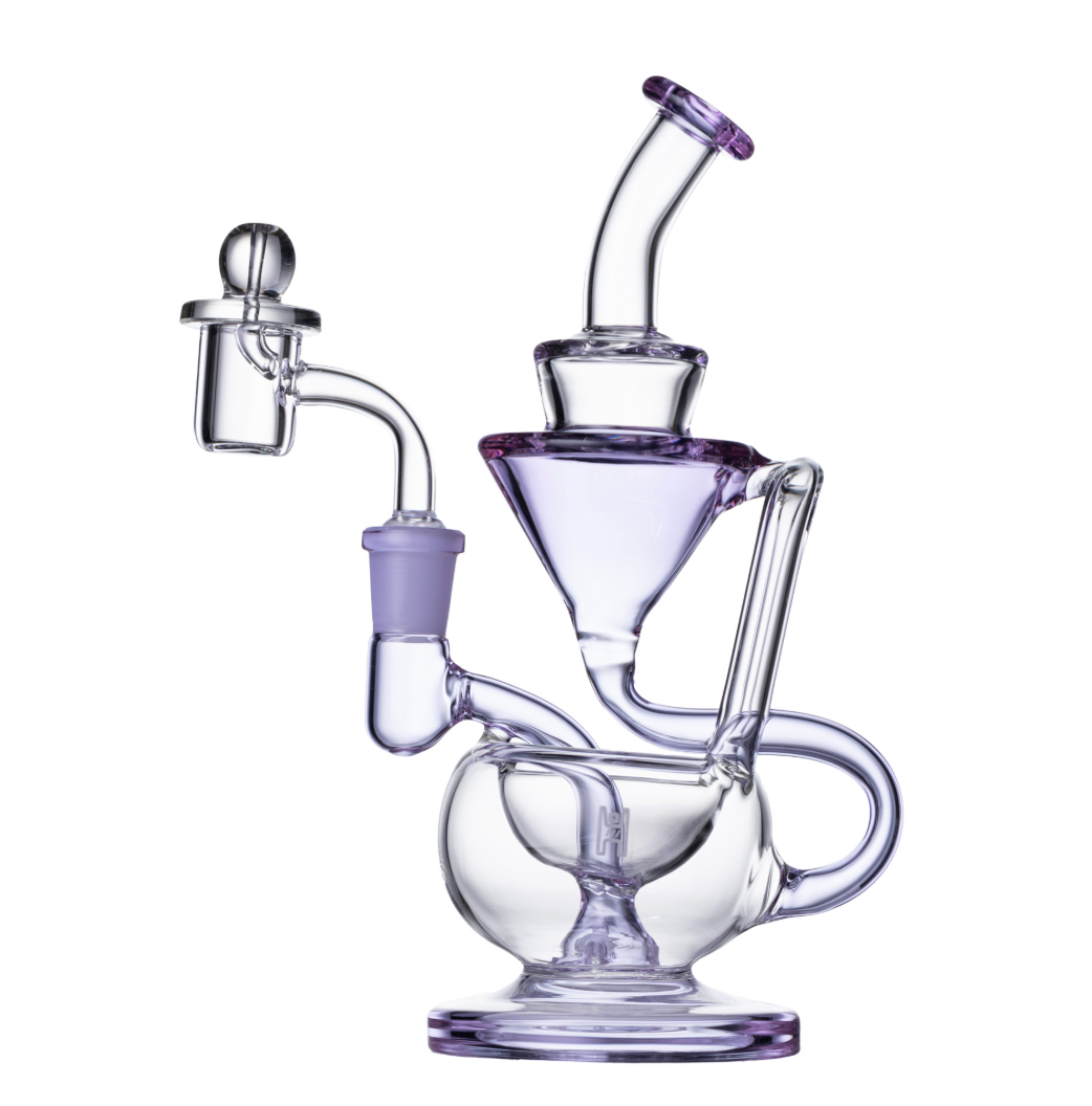 human grade 8 inch recycler 1A in purple and clear borosilicate glass bliss shop chicago