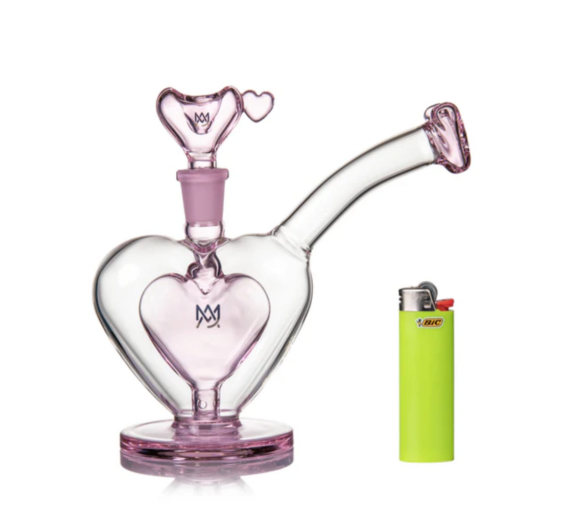 mj arsenal valentines day sonnet bubbler heart shaped pink bubbler with pink heart 14mm slide bliss shop chicago