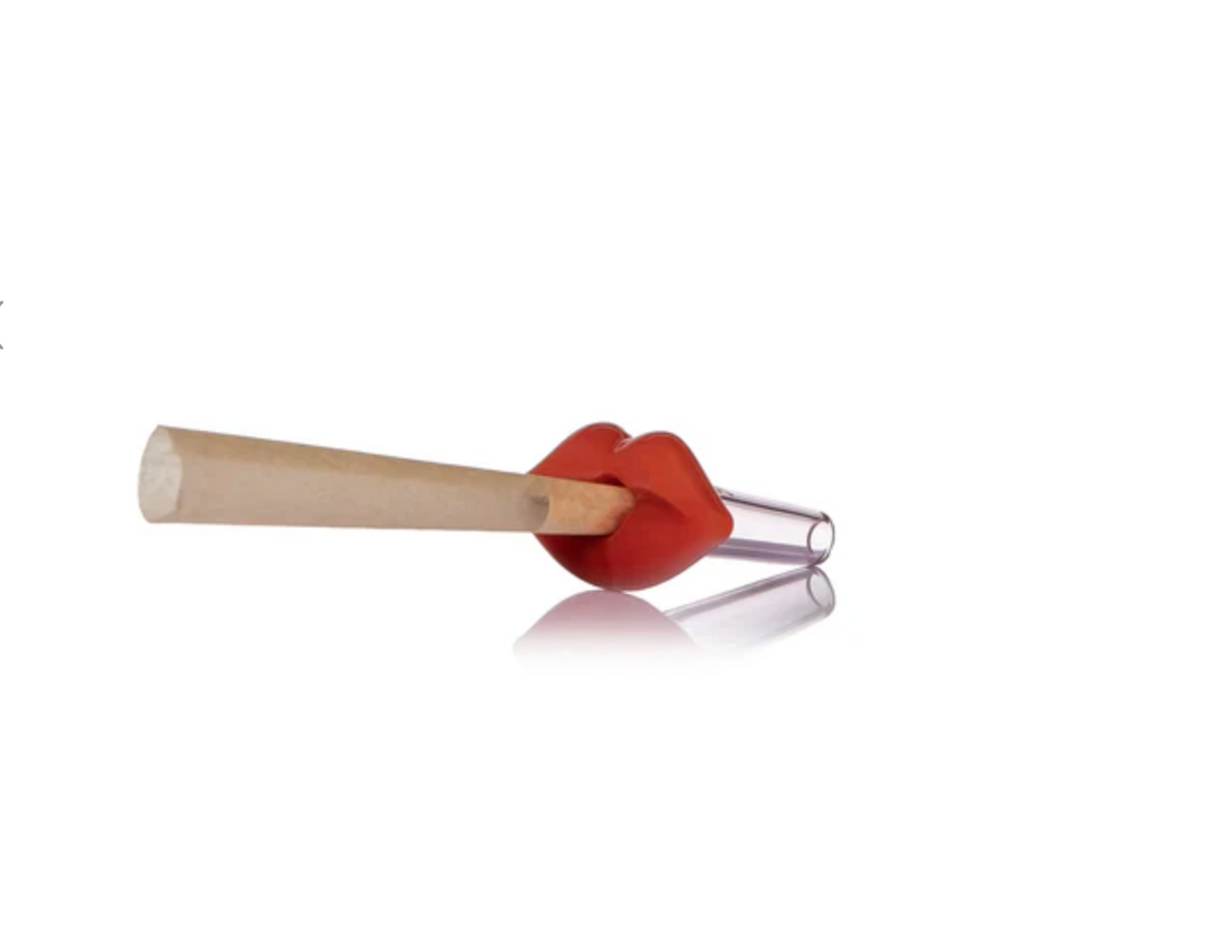 mj arsenal pucker up joint holder red borosilicate glass shaped like lips bliss shop chicago