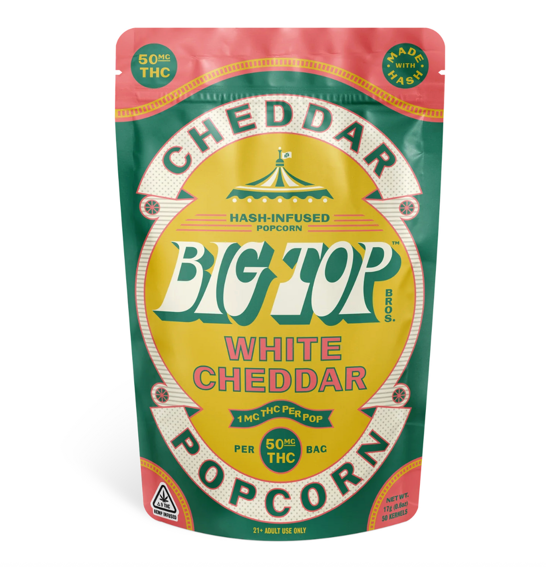 big top 50mg delta 9 thc white cheddar poporn bliss shop chicago
