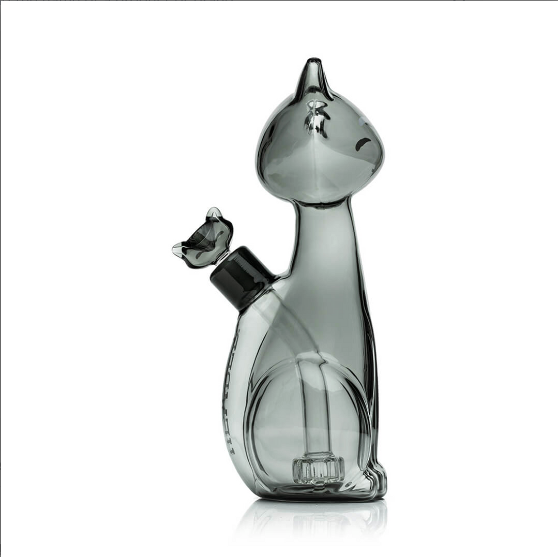6 inch Hemper alley cat borosilicate glass bong in shape of gray cat sitting bliss shop chicago