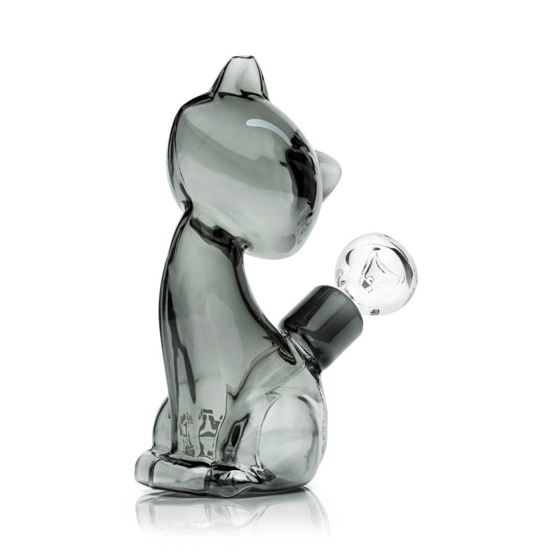 6 inch Hemper alley cat borosilicate glass bong in shape of gray cat sitting bliss shop chicago