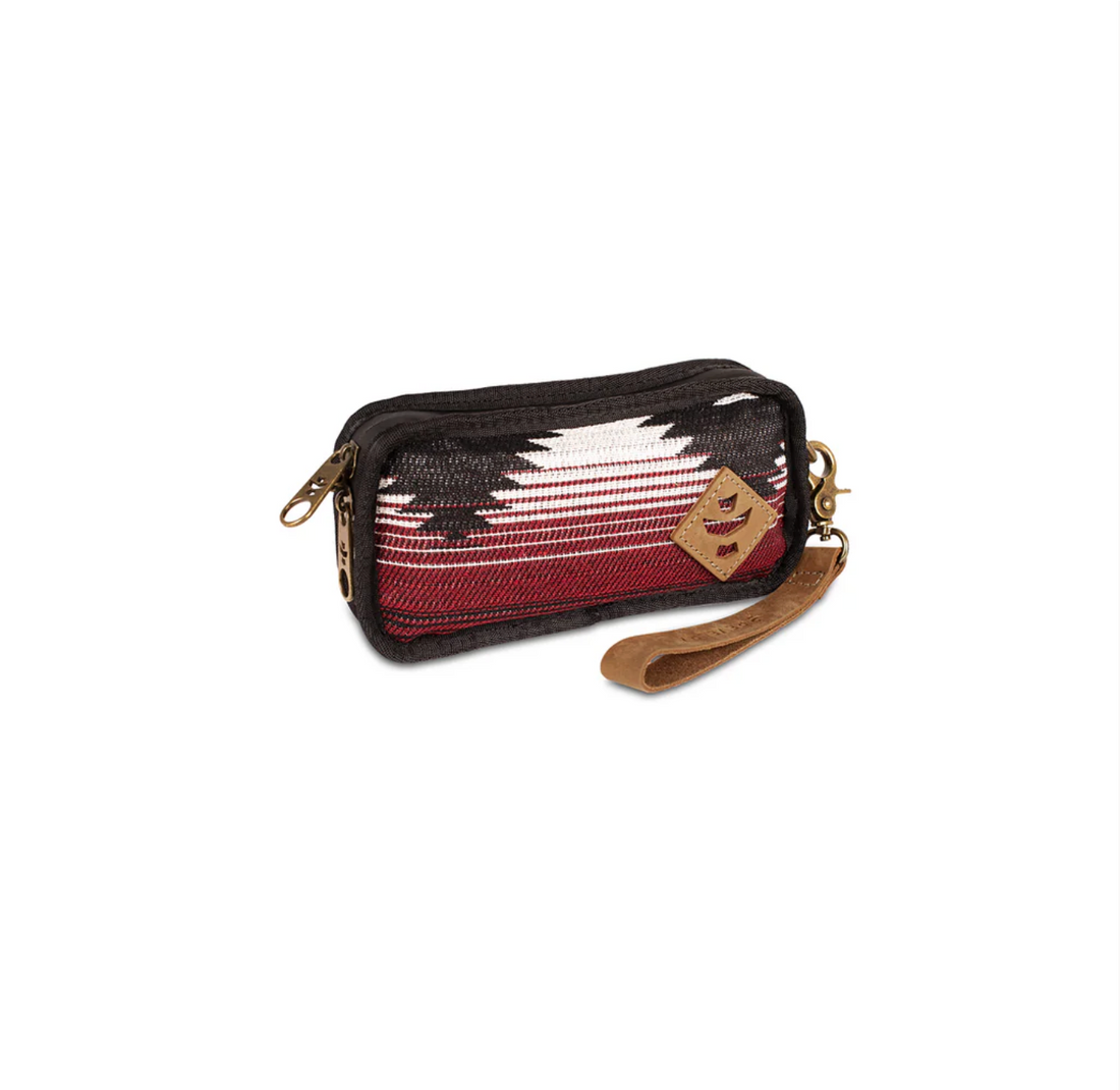 revelry The Gordito Smell Proof Padded Pouch in maroon, black and white Southwest style print bliss shop chicago