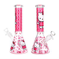 10 inch beaker bong with hot pink decal design of louis vuitton pattern supreme and hello kitty bliss shop chicago