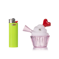 mj arsenal baby cake joint bubbler valentines day pink cupcake with red heart mouthpiece bliss shop chicago