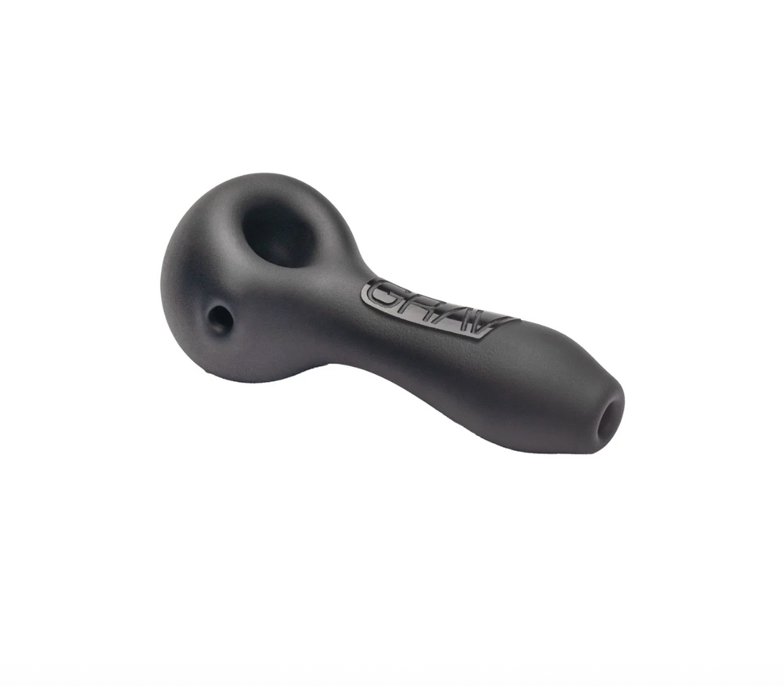 grav sandblasted spoon pipe in black bliss shop chicago