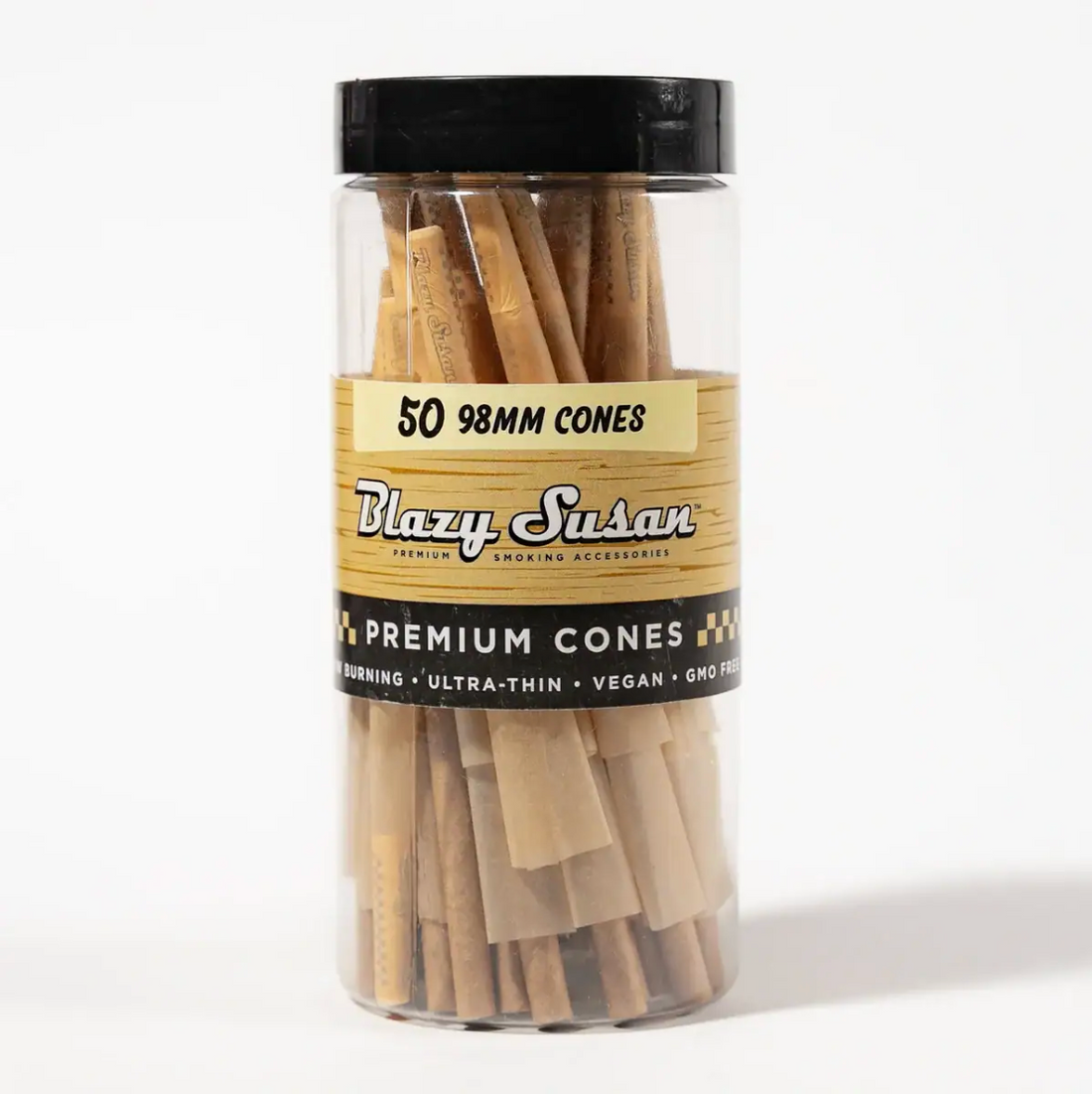 50 pack Blazy susan king size pre rolled cones in unbleached bliss shop chicago