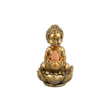 4 inch gold polyresin baby buddha lotus backflow incense burner bliss shop chicago