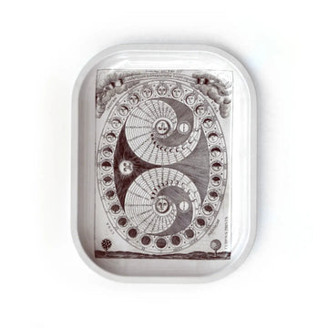 curious prints 7 by 5 inch metal rolling tray with vintage moon phase design bliss shop chicago