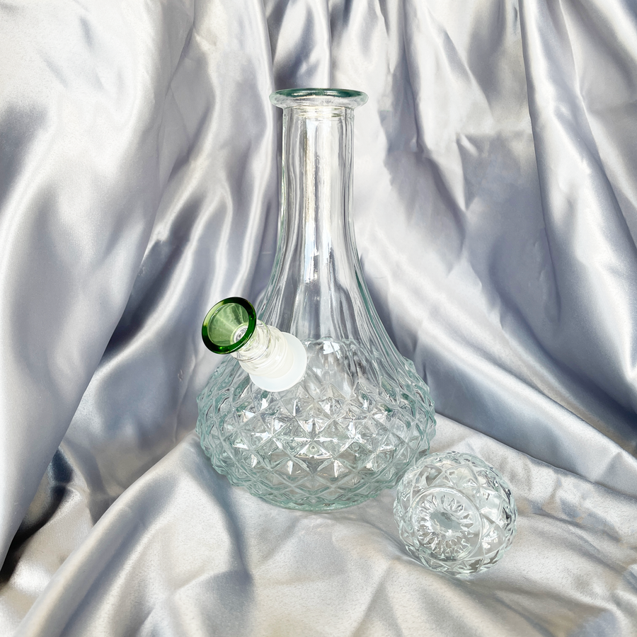 8.25 inch borosilicate vintage wine decanter style bong with matching mouthpiece gasket bliss shop chicago