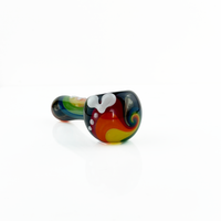 Kristi Conant black with rainbow swirl glass spoon pipe with heart detail bliss shop chicago