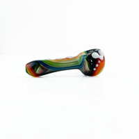 Kristi Conant black with rainbow swirl glass spoon pipe with heart detail bliss shop chicago