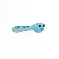 kristi conant blue spoon pipe with blue flowers and green hummingbird detail bliss shop chicago