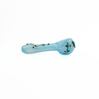 kristi conant blue glass spoon pipe with flower and hummingbird detail bliss shop chicago