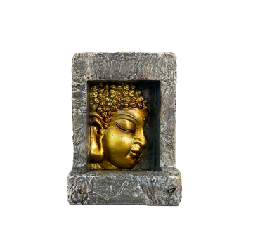 4 inch gold polyresin buddha head backflow incense burner bliss shop chicago