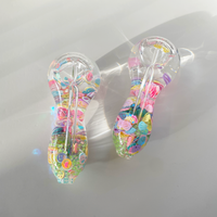 4 inch freezable glow in the dark hand pipe filled with colorful seashells and beads bliss shop chicago
