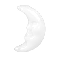 4" white borosilicate glass hand pipe shaped like a crescent moon with a face bliss shop chicago