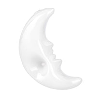 4" white borosilicate glass hand pipe shaped like a crescent moon with a face bliss shop chicago