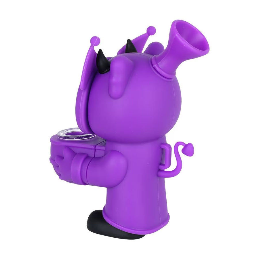 5.5" purple silicone bubbler designed like sanrio kuromi bliss shop chicago