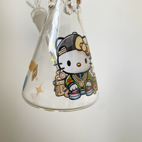 10 inch beaker bong with swagged out hello kitty cash and diamond decal design bliss shop chicago