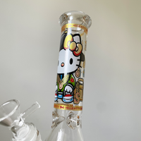 10 inch beaker bong with swagged out hello kitty cash and diamond decal design bliss shop chicago