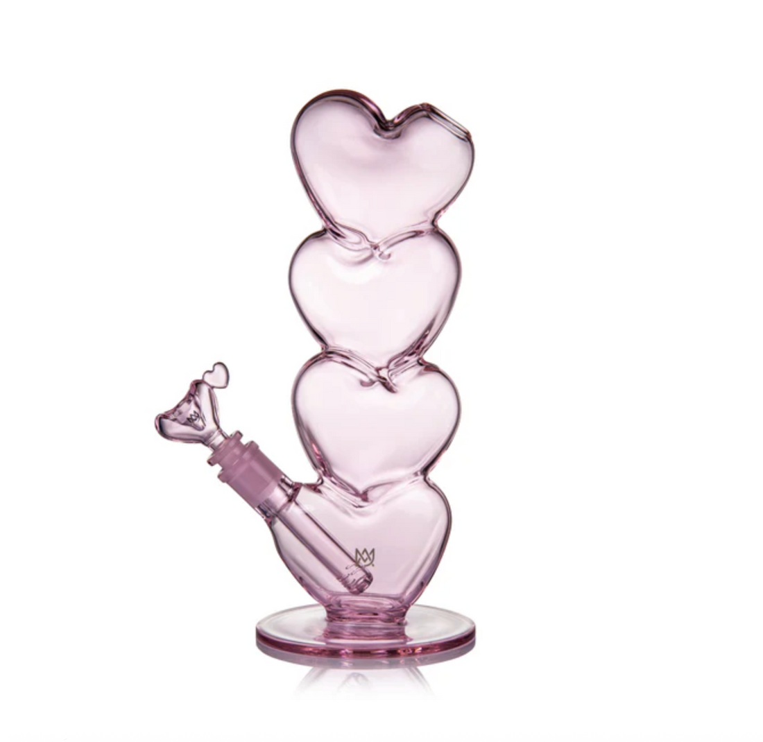 mj arsenal 11 inch evermore bong made of 4 stacked pink glass hearts bliss shop chicago