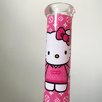 10 inch beaker bong with hot pink decal design of louis vuitton pattern supreme and hello kitty bliss shop chicago