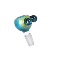 8 inch fumed and blue glass bong with stemless joint and percolator shaped like nude womans torso bliss shop chicago