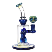 8 inch fumed and blue glass bong with stemless joint and percolator shaped like nude womans torso bliss shop chicago