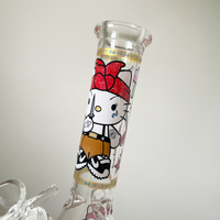 10 inch beaker bong with hello kitty dressed like thug holding knife decal design bliss shop chicago