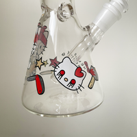 10 inch beaker bong with hello kitty dressed like thug holding knife decal design bliss shop chicago