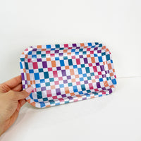 Colorful checkered rolling tray bliss shop chicago