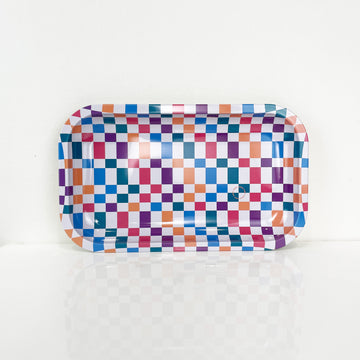 Colorful checkered rolling tray bliss shop chicago