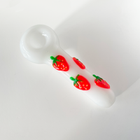 white glass spoon pipe with glow in the dark 3d strawberry design bliss shop chicago