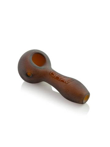 4" grav amber sandblasted boro spoon pipe bliss shop chicago