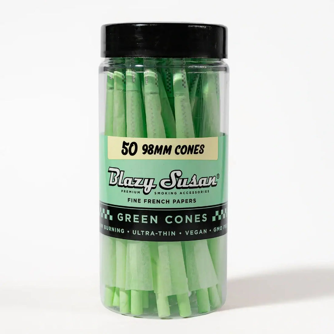 50 pack Blazy susan 98mm pre rolled cones in green bliss shop chicago